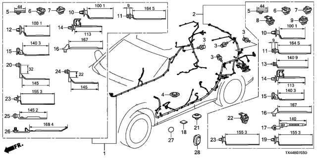 2015 Acura RDX Passenger Side Wire Harness (Include Washer Tube) Diagram for 32140-TX4-A10