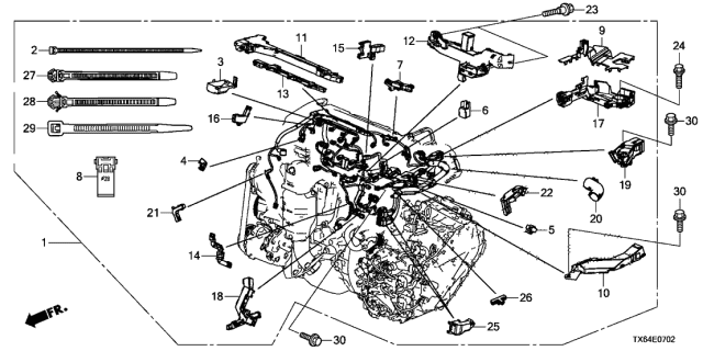 2017 Acura ILX Holder, Engine Harness Diagram for 32125-R4H-A00