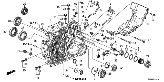 2012 Acura RL AT Torque Converter Case Diagram