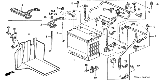 2002 Acura MDX Starter Cable Assembly Diagram for 32410-S3V-A01