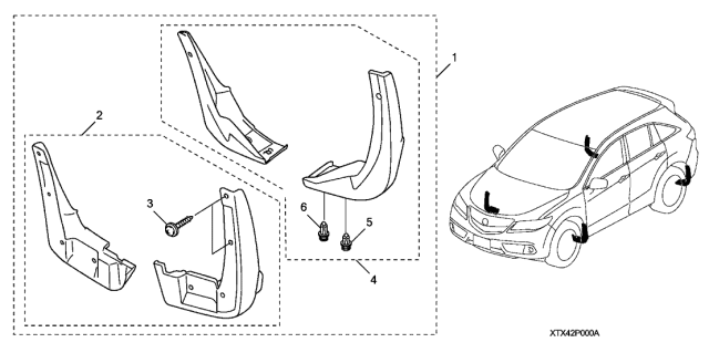 2017 Acura RDX Splash Guards Diagram