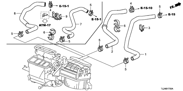 2009 Acura TSX 4 Door TSX (TECH) KA 6MT Water Hose Diagram