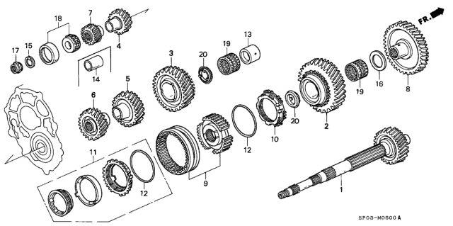 1993 Acura Legend 4 Door STD KA 5MT MT Countershaft Diagram