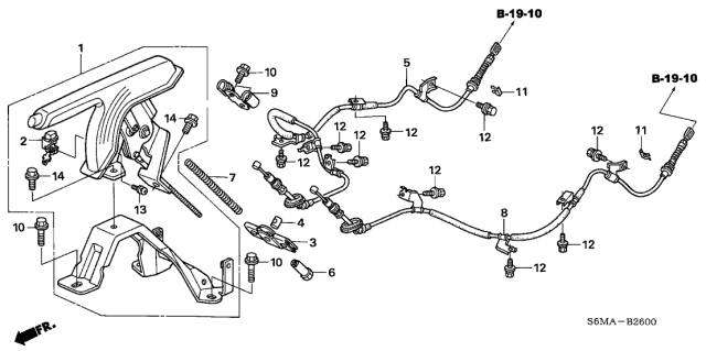 2006 Acura RSX Passenger Side Parking Brake Wire B Diagram for 47510-S6M-023