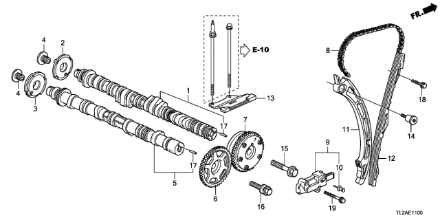 2013 Acura TSX 4 Door TSX KA 5AT Camshaft - Cam Chain (L4) Diagram