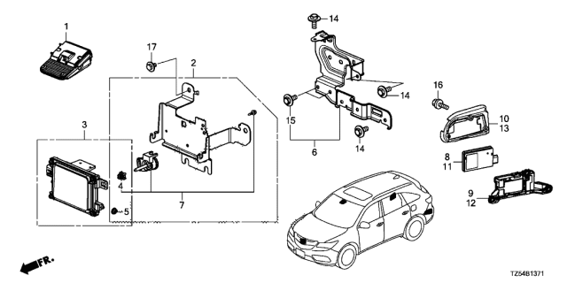 2016 Acura MDX Bracket Assembly, Passenger Side Diagram for 36932-TZ5-A11