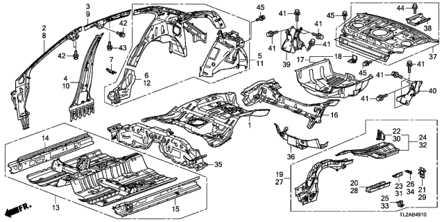 2014 Acura TSX Extension, Right Rear Wheel Arch Diagram for 64320-TL0-G91ZZ