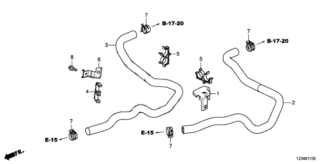 2016 Acura TLX 4 Door 24BASE (2.4) KA DCT Water Hose Diagram