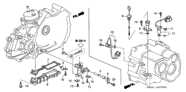 2005 Acura NSX 2 Door NSX-T KA 4AT AT Oil Level Gauge Diagram