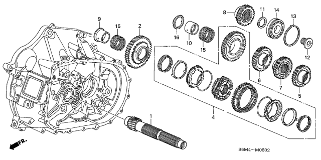 2004 Acura RSX Countershaft Diagram for 23227-PNS-305