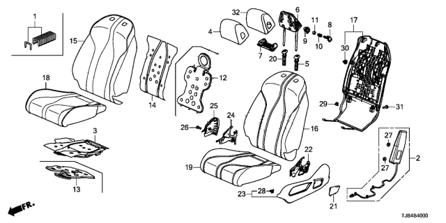 2020 Acura RDX Pad Component Left, Front Back Diagram for 81527-TJB-A21