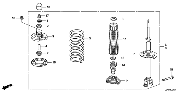 2009 Acura TSX 4 Door TSX (TECH) KA 6MT Rear Shock Absorber Diagram
