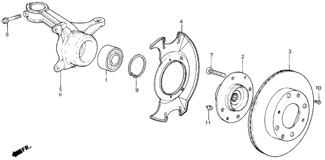 1988 Acura Integra Driver Side Knuckle Diagram for 51216-SD2-930