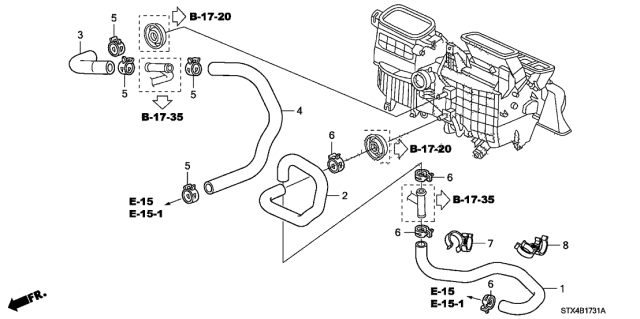 2012 Acura MDX Hose B, Water Out Diagram for 79727-STX-A01