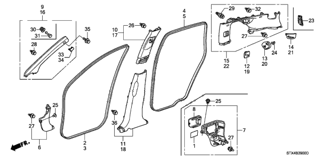 2007 Acura MDX Pillar Garnish Diagram