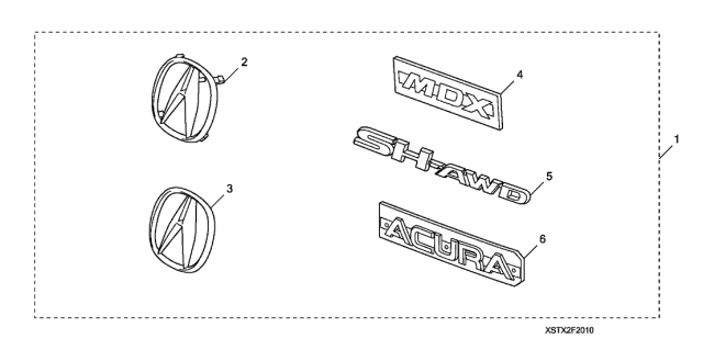 2009 Acura MDX Front Emblem (A) (Gold) Diagram for 08F20-STX-20101