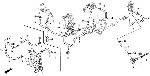 1994 Acura Legend 2 Door LS KA 6MT Water Hose Diagram 1