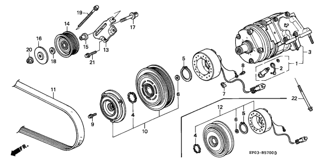 1991 Acura Legend 4 Door STD KA 4AT A/C Compressor Diagram