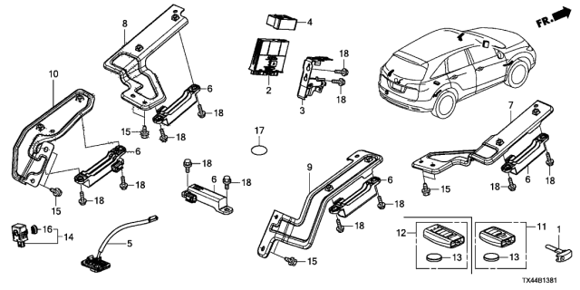 2016 Acura RDX Bracket Assembly, Lf Antenna (Front ) (R) Diagram for 38388-TX4-A00