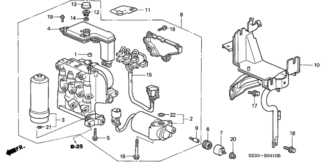 1996 Acura RL 4 Door PREM (NAVIGATION) KA 4AT ABS Modulator Diagram