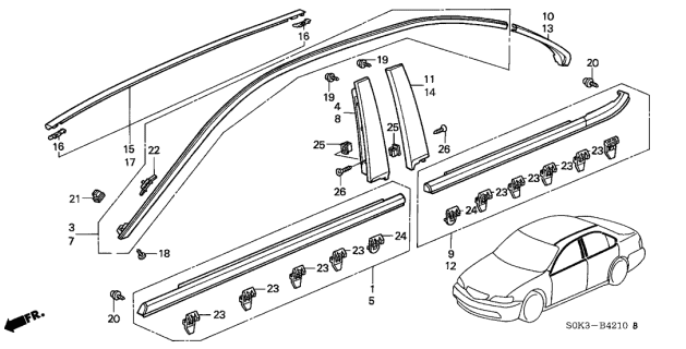 2002 Acura TL Molding Diagram