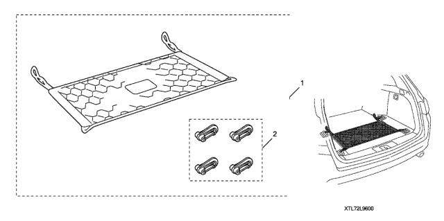 2012 Acura TSX 5 Door TECH KA 5AT Cargo Net Diagram