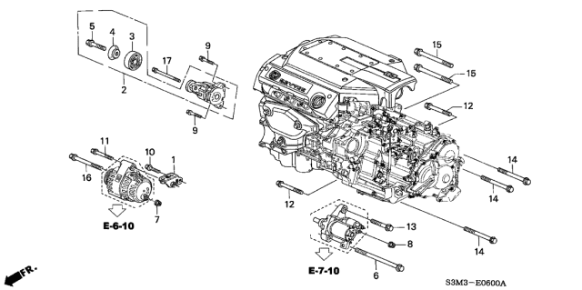 2002 Acura CL 2 Door SPORT KA 5AT Alternator Bracket Diagram