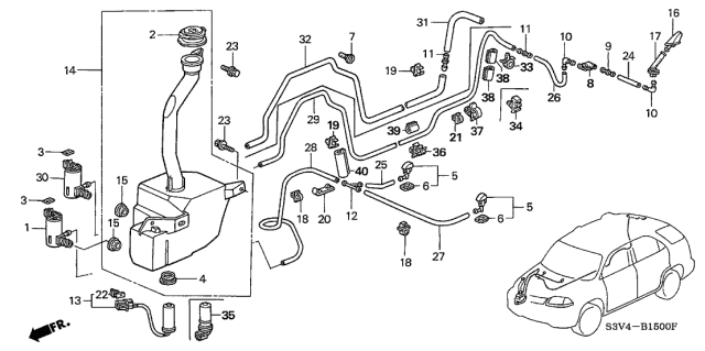 2006 Acura MDX Washer Motor (Denso) Diagram for 38512-S3V-A01