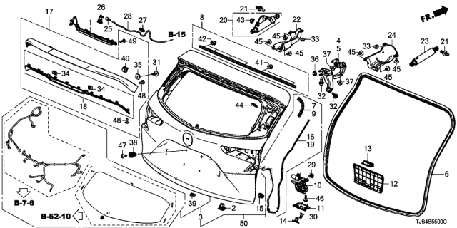 2020 Acura RDX Tailgate Weatherstrip Diagram for 74440-TJB-A01