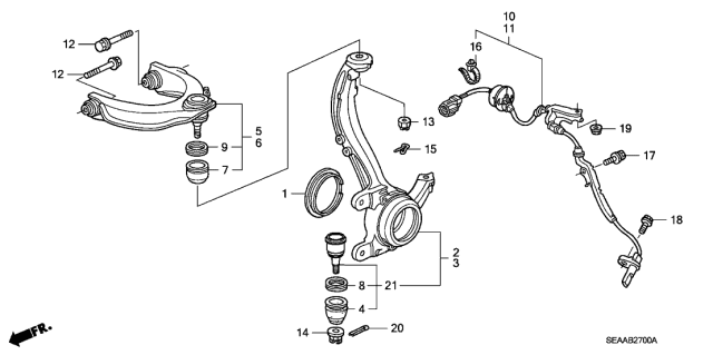 2008 Acura TSX Front Knuckle - Upper Arm Diagram