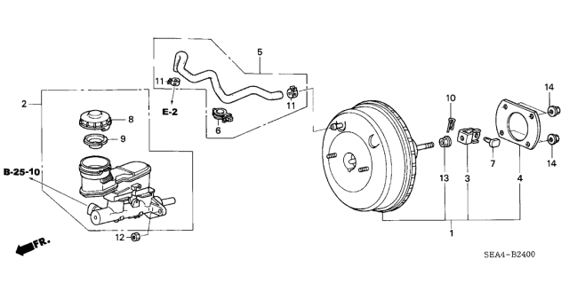 2005 Acura TSX Master Power Tube Assembly Diagram for 46402-SEA-A01