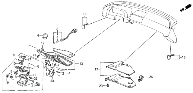 1990 Acura Legend 4 Door L (MOQUETTE) KA 5MT Instrument Lower Diagram
