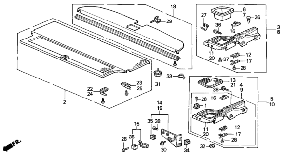 1987 Acura Integra 3 Door LS KA 5MT Rear Shelf Diagram