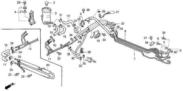 1991 Acura Legend P.S. Hoses - Pipes Diagram