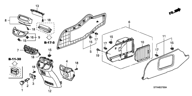 2013 Acura MDX 5 Door TECH KA 6AT Center Console Diagram 2