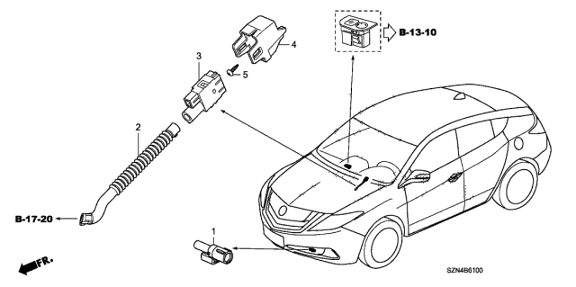 2010 Acura ZDX Duct, Humidity Sensor Diagram for 80591-SZN-A00