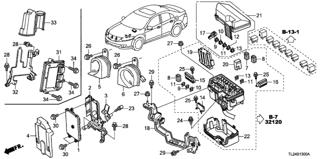 2012 Acura TSX Control Unit - Engine Room Diagram 1