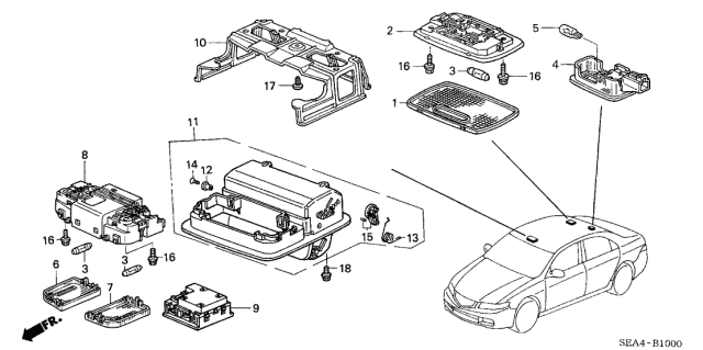 2005 Acura TSX Module Assembly, Ambient Light (Clear Gray) Diagram for 39180-SEC-A51ZB