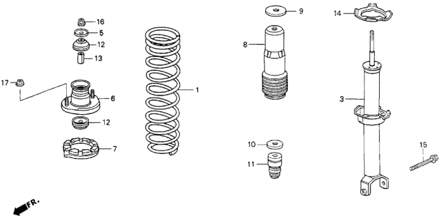 1994 Acura Vigor 4 Door LS KA 5MT Rear Shock Absorber Diagram