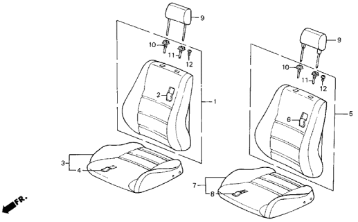 1986 Acura Integra Right Front Seat Cushion Cover (Off Black) Diagram for 77231-SD2-A11ZC