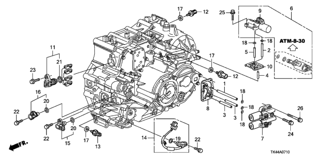 2011 Acura TL 4 Door BASE KA 5AT AT Sensor - Solenoid Diagram