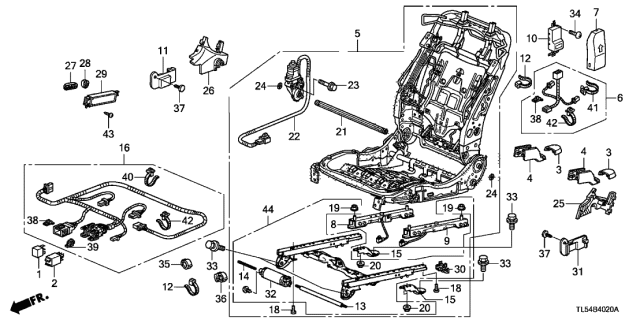 2012 Acura TSX 5 Door TSX KA 5AT Front Seat Components Diagram 2