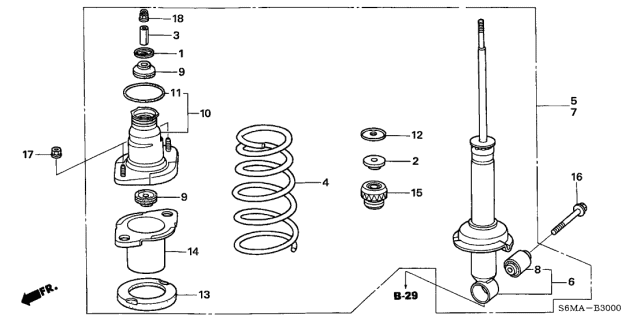 2006 Acura RSX 3 Door BASE KA 5MT Rear Shock Absorber Diagram