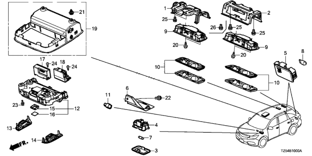 2016 Acura MDX Microphone, Array Diagram for 39180-T2A-A11