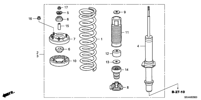 2008 Acura TSX Left Front Shock Absorber Assembly Diagram for 51602-SEC-A16