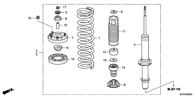 2008 Acura TSX Strut Shock Spring Absorber Front Left Diagram for 51602-SEC-A06