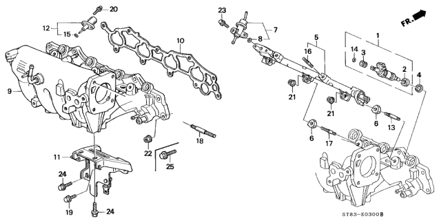 1999 Acura Integra 4 Door GS (LEATHER) KA 4AT Intake Manifold Diagram