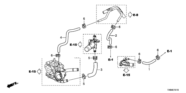 2013 Acura ILX Hose, Throttle Body In. Diagram for 19506-R1A-A01