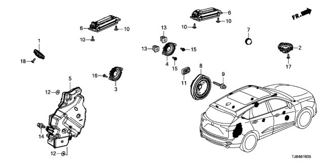 2021 Acura RDX Twee Speaker Assembly Diagram for 39120-TZ3-A01