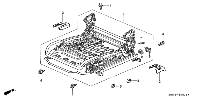 2004 Acura RSX 3 Door BASE KA 5AT Front Seat Components Diagram 1